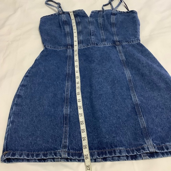 You Com Smocked back jeans straps mini-dress Size M (698) - Picture 14 of 16